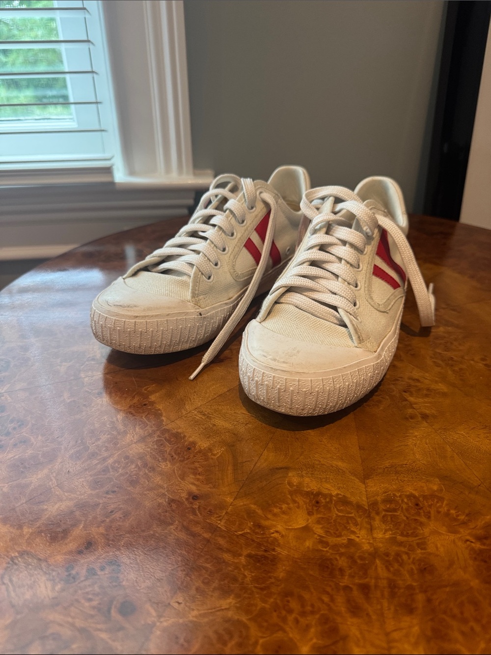 Celine Cream Canvas Sneakers with Embossed Logo